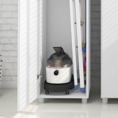 Armário Multiuso 37x144cm Porta e Prateleiras Branco Lavanderia Tecnomobili AM3107 Branco