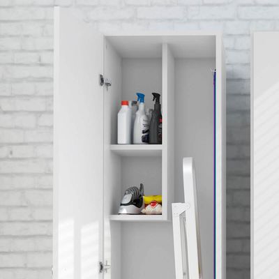 Armário Multiuso 37x144cm Porta e Prateleiras Branco Lavanderia Tecnomobili AM3107 Branco