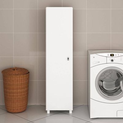 Armário Multiuso 37x144cm Porta e Prateleiras Branco Lavanderia Tecnomobili AM3107 Branco
