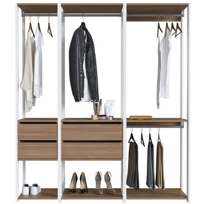 Guarda Roupa Closet 3 Peças com 3 Cabideiros 4 Gavetas e 2 N