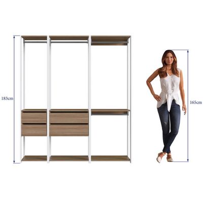 Guarda Roupa Closet 3 Peças com 3 Cabideiros 4 Gavetas e 2 N