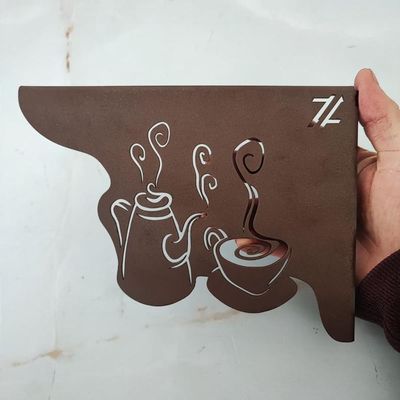 Par Mãos Francesas para Prateleira 20cm Cantinho do Café Coffee Lover Bule Marrom Aço