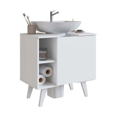 Gabinete de coluna para Banheiro 01 porta Silm Nova Móbile SEM CUBA Branco