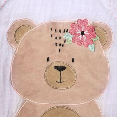 Toalha De Banho Soft Capuz Bordado Ursa Papi