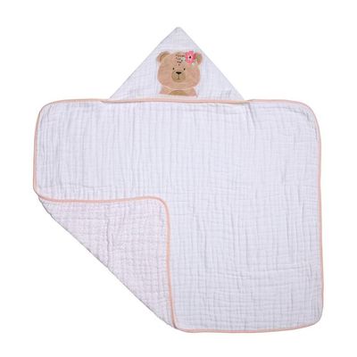 Toalha De Banho Soft Capuz Bordado Ursa Papi