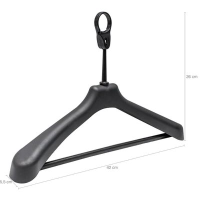 48 Cabides Roupa Hotel Antifurto Social Preto Giratório Reforçado Plástico