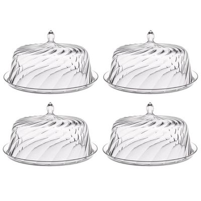 Kit 4 Porta Bolo com Cúpula 30cm Transparente Boleira Glassy Crippa Doces Sobremesas
