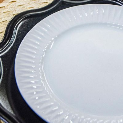 Conjunto 12 Pratos Rasos de Porcelana Branca 26,5cm Diamante Germer Mesa Posta