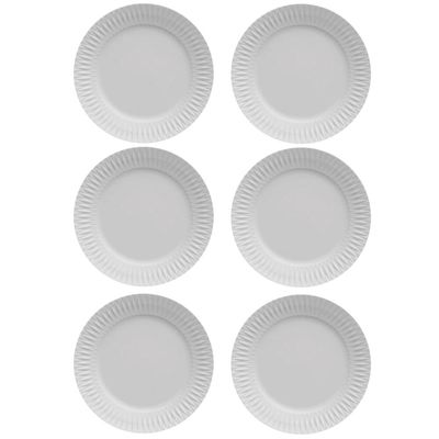 Kit 6 Pratos Rasos de Porcelana Branca 26,5cm Germer Mesa Posta Diamante