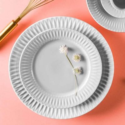 Kit 4 Pratos Rasos Porcelana Branca 26,5cm Germer Mesa Posta Restaurante