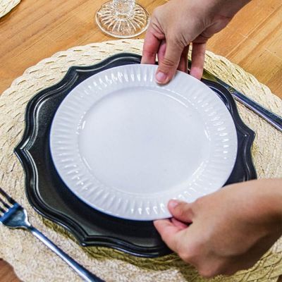 Kit 4 Pratos Rasos Porcelana Branca 26,5cm Germer Mesa Posta Restaurante