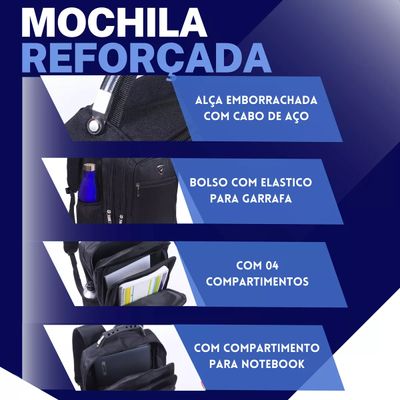 Mochila Masculina Impermeável Faculdade Alça De Aço Forte