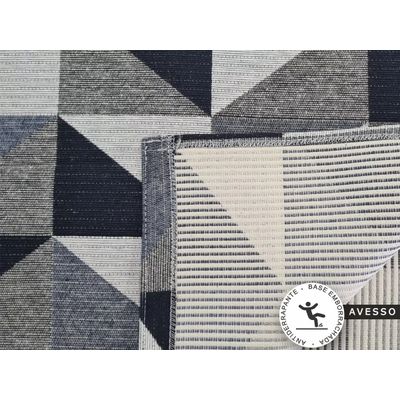 Kit Tapetes E Passadeira Antiderrapante Para Cozinha Cor Triângulos Azul