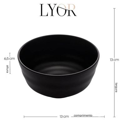 Bowl de Melamina Tóquio Lyor Preto 450ml Oriental Shimeji Yakisoba Pote Redondo
