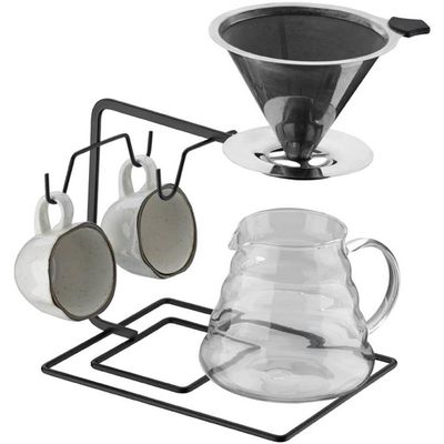 Porta Xícara de Café e Chá Aramado Schmitt com Suporte para Coador Preto Fosco