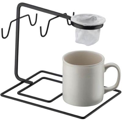 Porta Xícara de Café e Chá Aramado Schmitt com Suporte para Coador Preto Fosco