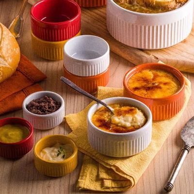 Ramekin Molheira de Porcelana 85ml Canelado Pequeno Germer Branco Molhos