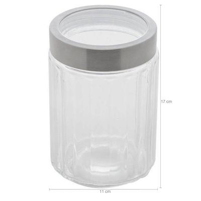 Pote Vidro Borossilicato Lyor 1,2L Tampa Prata Sydney Porta Mantimentos Condimentos