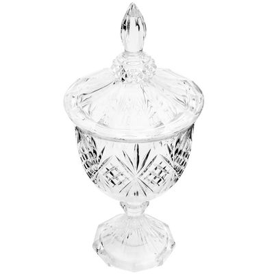 12 Potiches de Cristal com Pé Tampa Baleiro Decorativo Lyor