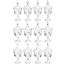 12 Potiches de Cristal com Pé Tampa Baleiro Decorativo Lyor