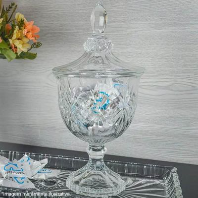 12 Potiches de Cristal com Pé Tampa Baleiro Decorativo Lyor
