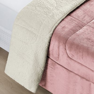 Coberdrom Casa Scarpa Apollo King Sherpa Pele de Carneiro + Manta Flannel - Rosa