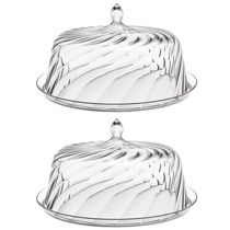Kit 2 Boleiras Porta Bolo com Cúpula 30cm Transparente Glassy Crippa Doces Sobremesas
