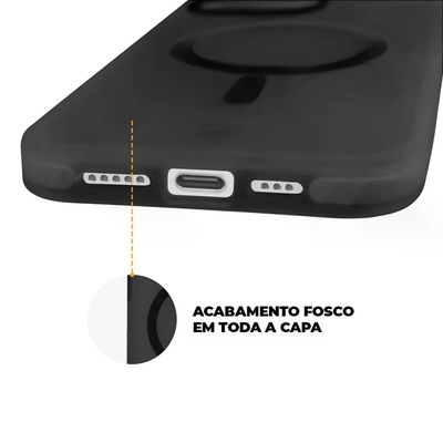 Kit Capa Magsafe Pro Preta e Pelicula Defender Pro Privacidade para iPhone 15 - Gshield