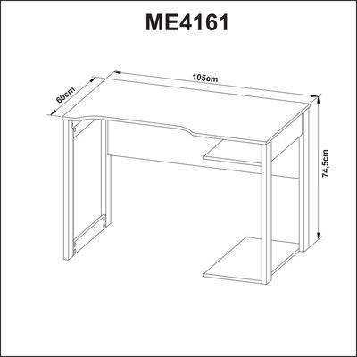 Mesa Gamer 105cm ME4161 Preto/Preto Tecnomobili