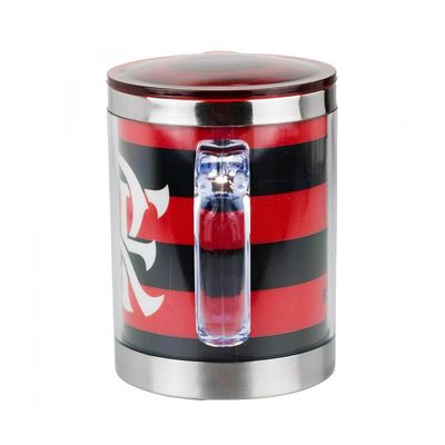 Caneca Térmica Com Tampa Vermelha Flamengo 450ml