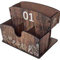 Porta Guardanapos Sachê de Mesa MDF Bar Lanchonete 1 ao 10 Zanline Marrom