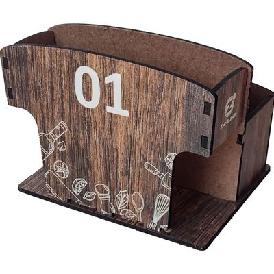 Porta Guardanapos Sachê de Mesa MDF Bar Lanchonete 1 ao 10 Zanline Marrom