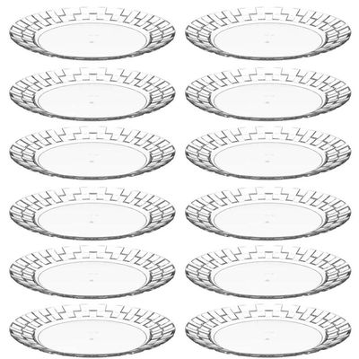 Conjunto 12 Pratos Grandes Plástico Resistente 26cm Transparentes Crippa