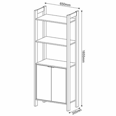 Estante para Livros Multiuso com 2 Portas e 1 Prateleira Branco e Nogal AZ1009 Tecnomobili Livreiro Escritório