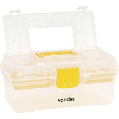 Caixa plástica para ferramentas transparente e amarela com 1 bandeja CPV 0300 VONDER
