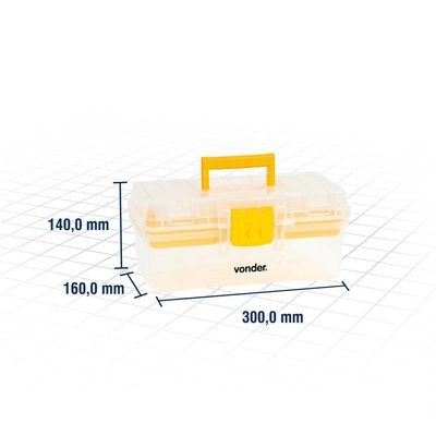 Caixa plástica para ferramentas transparente e amarela com 1 bandeja CPV 0300 VONDER