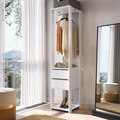 Guarda Roupa Closet 2 Gavetas E Cabideiro Branco 40x45x183cm Modulado