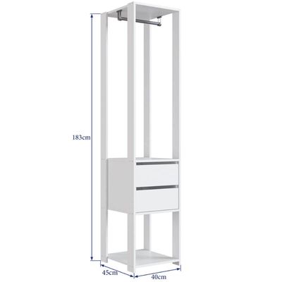 Guarda Roupa Closet 2 Gavetas E Cabideiro Branco 40x45x183cm Modulado
