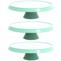 Kit 3 Boleiras com Pedestal Verde Menta Pratos para Bolos 28cm Balcões de Confeitarias Eventos