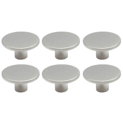 Kit 6 Puxadores 206 Naico Ponto Redondo Cromo Acetinado para Móvel Armários e Gavetas