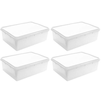 4 Caixas Organizadoras de Alimentos 11L Empilhável Hermética Plasvale Plástica Hotel