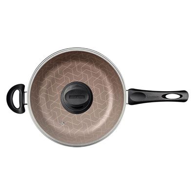 Frigideira Wok Antiaderente de Starflon com Tampa de Vidro 24cm Tramontina Paris 2,8l Vermelho