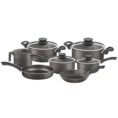 Conjunto de Panelas Tramontina Paris Jogo 7 Peças Tampa Vidro Alumínio Antiaderente Chumbo