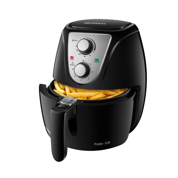 Fritadeira Elétrica Air Fryer Mondial Pratic AF-36-BI 3,6L Inox/Preta - 220V