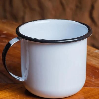 Jogo 4 Canecas Esmaltas Brancas 400ml Xicaras de Café Chá Caneca Agata Metallouça