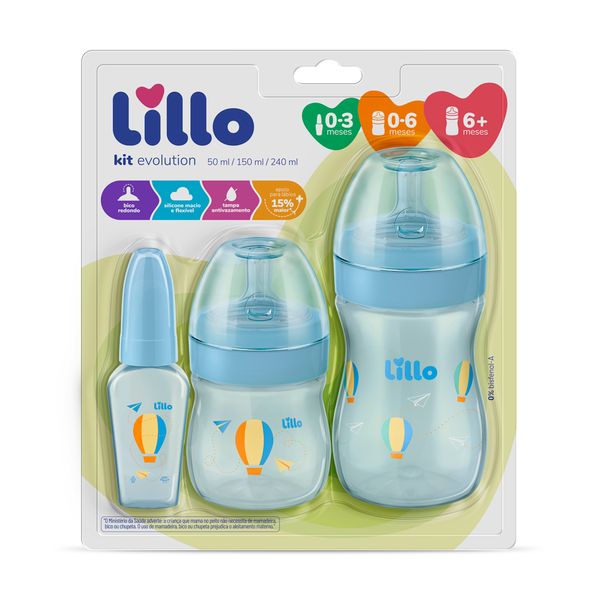 Kit Mamadeira Lillo Primeiros Passos Azul com 3 Unidades Kit Mamadeira Lillo Primeiros Passos Azul com 3 Unidades