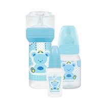 Kit Mamadeira Lillo Primeiros Passos Azul com 3 Unidades