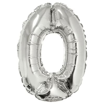 Balão Metalizado Silver Festas com Suporte Prateado 16" Número 0