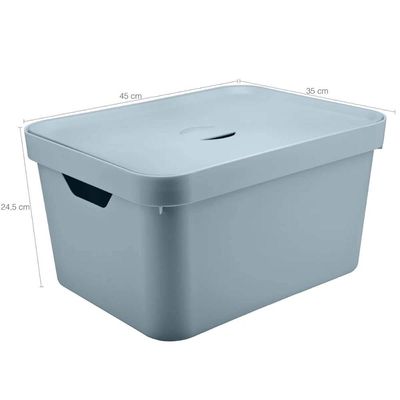 5 Caixas Organizadoras Grande 32L com Tampa Organizadores Brinquedos Cube Azul Glacial Quarto Infantil