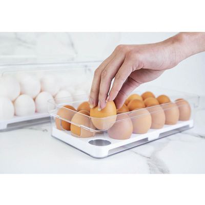 Organizador De Ovos Para Geladeira Empilhável Com Tampa Porta Ovos 18 UN Cozinha Clear Fresh OU